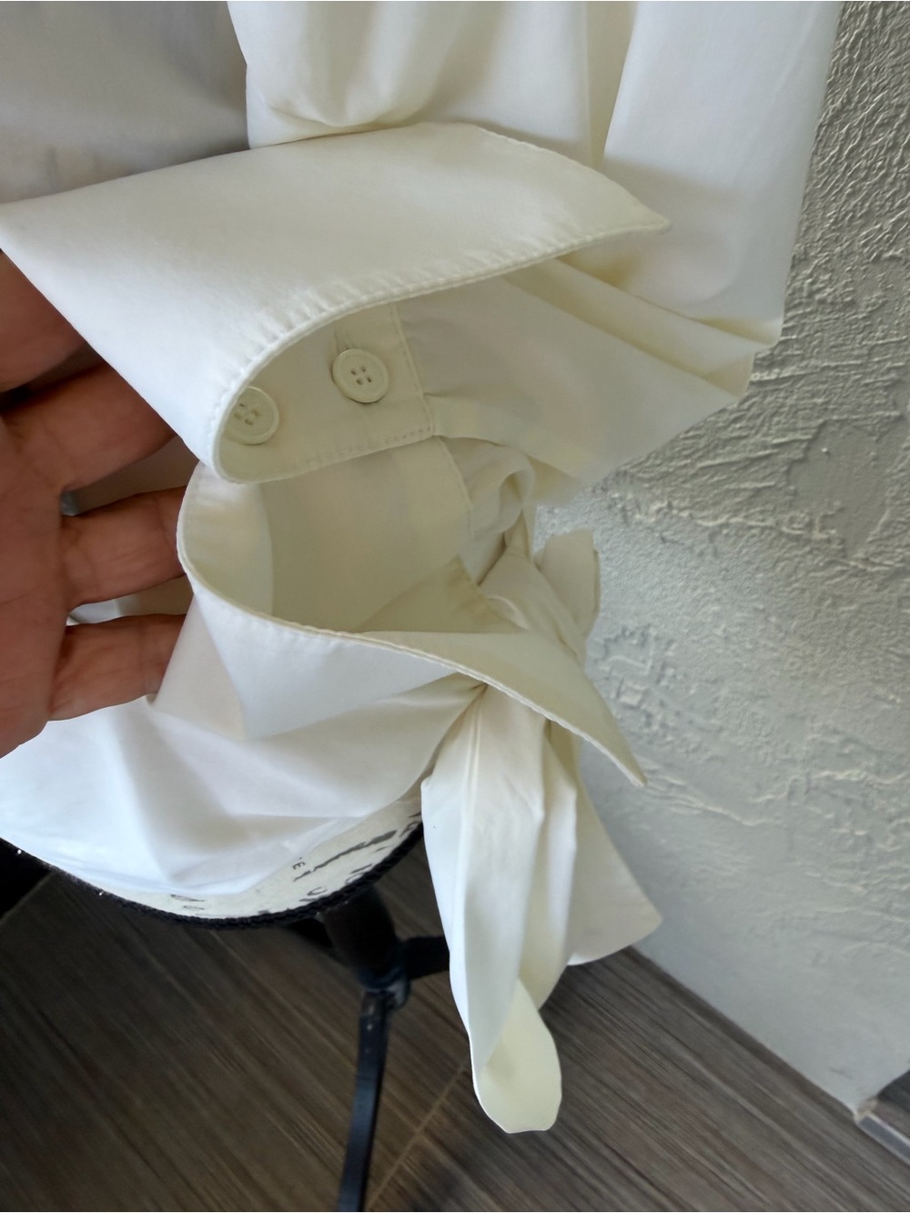 BCBGMaxAzria White Wrap-Front Button Down Blouse - Picture 4 of 6